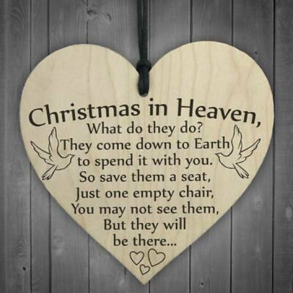 Christmas in Heaven Wood Heart